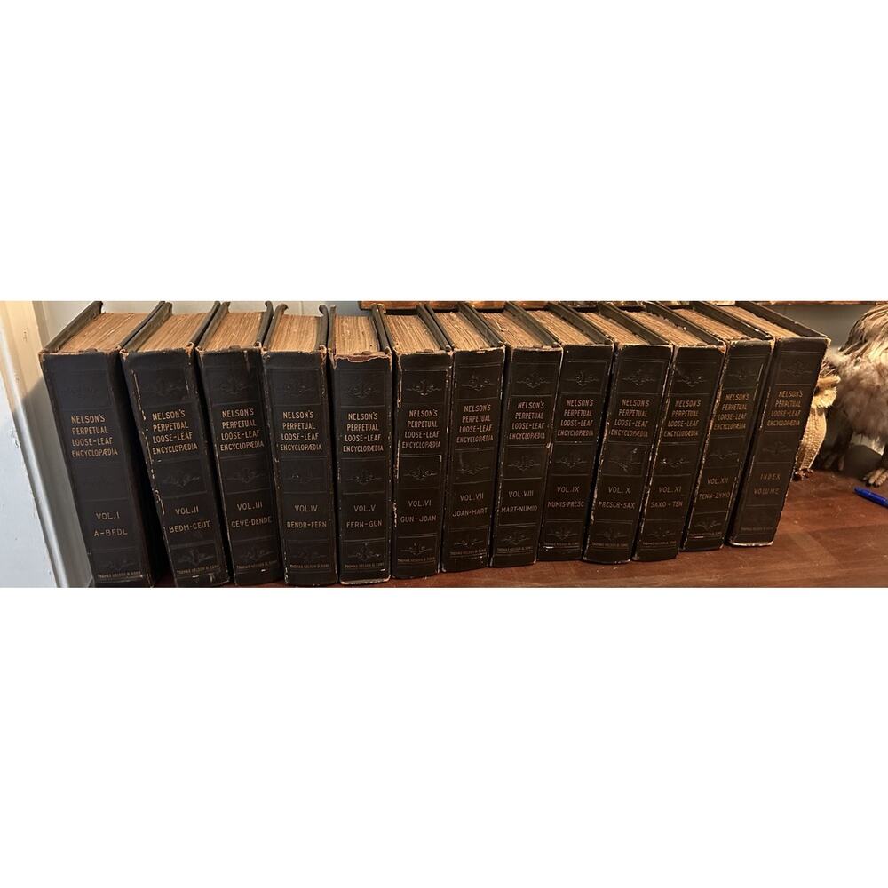 Antique Nelson's Perpetual Loose-Leaf Encyclopædia‎ Vols. 1-12 + Index Full Set